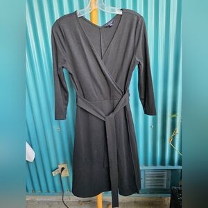 Lands' End Black Long Sleeve Wrap Dress
